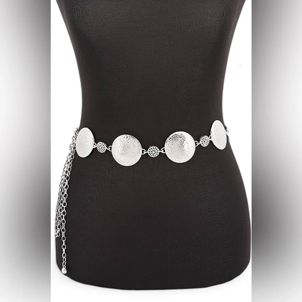 Silver or Gold Disc Chain Waist Chain Statement Belt
